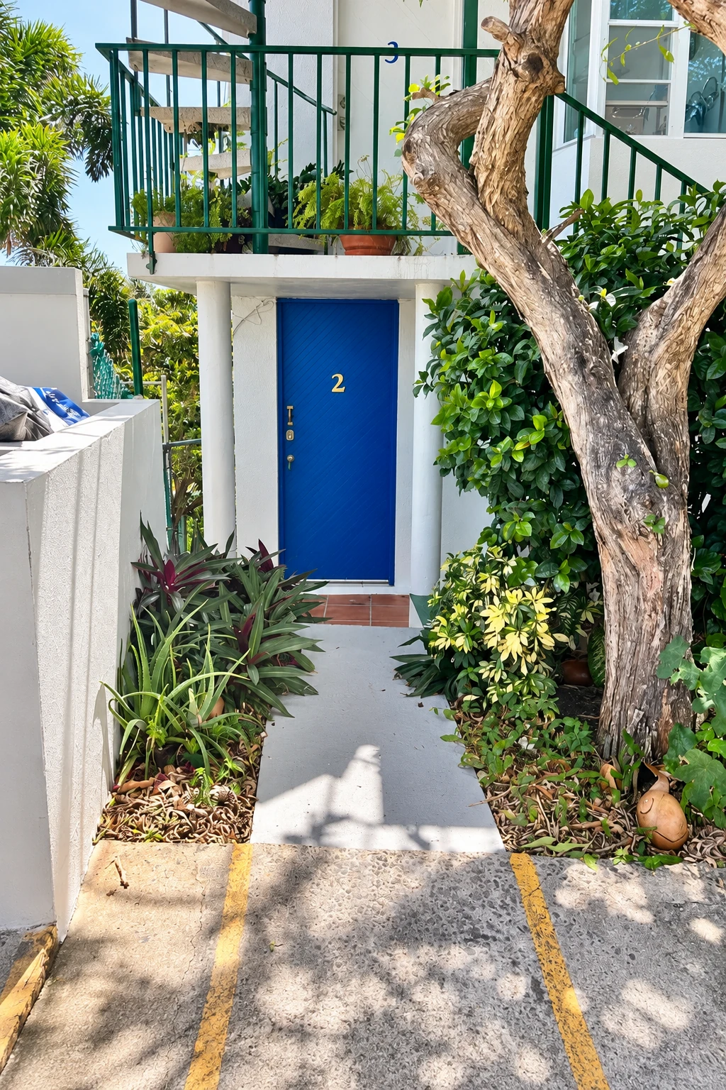 Entrada con puerta azul número 2